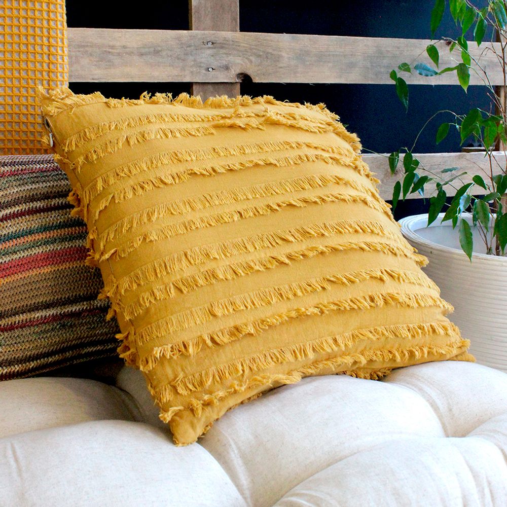 Coussins textile - PLAIN CUSHION WITH FRINGES - PETIT ALO