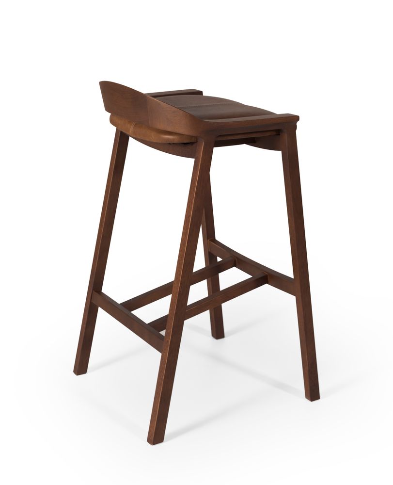 Stools - ARQUELIS LEATHER STOOL - MOVEIS JAMES LTDA