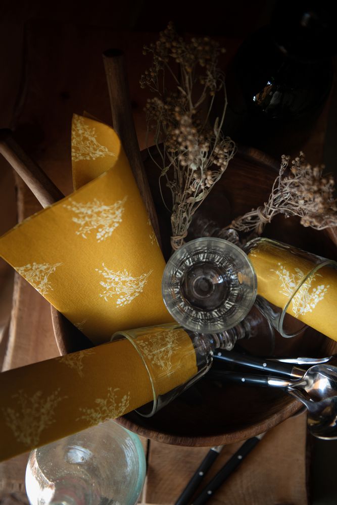 Decorative objects - Dried Herb Pattern Napkins  - FRANÇOISE PAVIOT