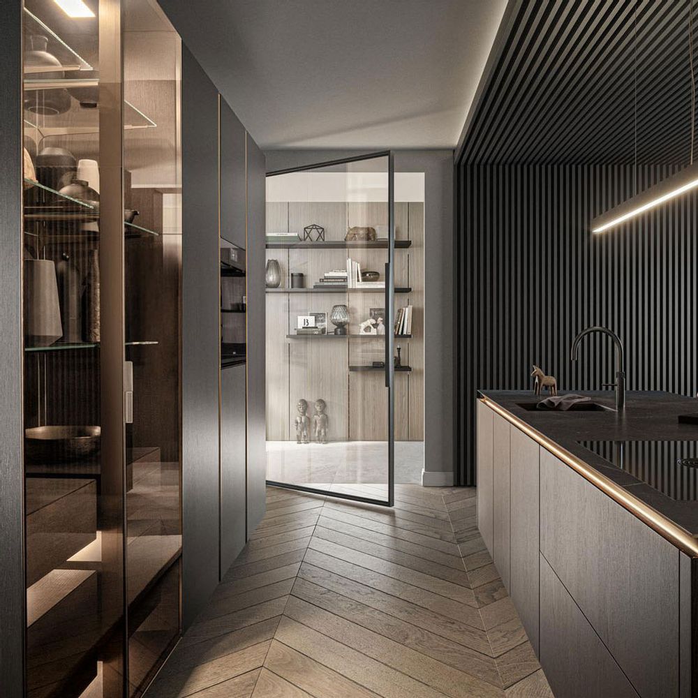 Kitchens furniture - SieMatic SLX worktop in graphite oak - SIEMATIC FRANCE