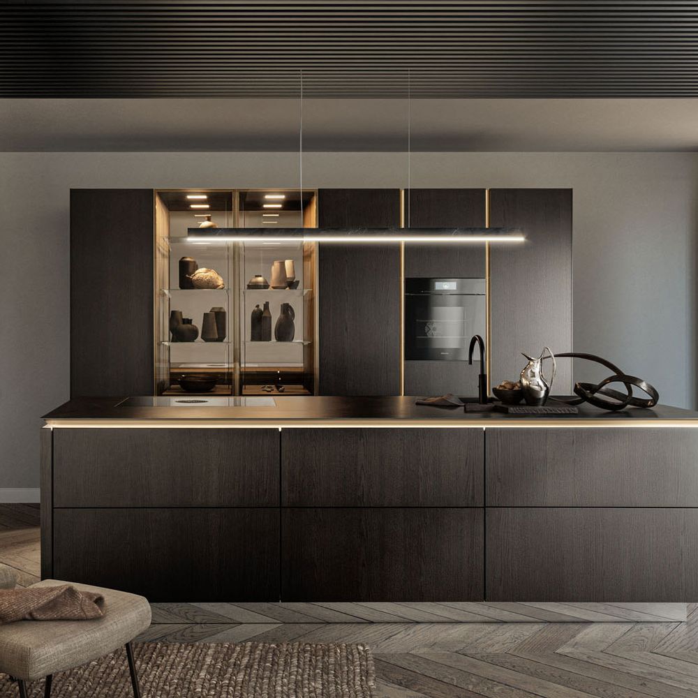 Kitchens furniture - SieMatic SLX worktop in graphite oak - SIEMATIC FRANCE