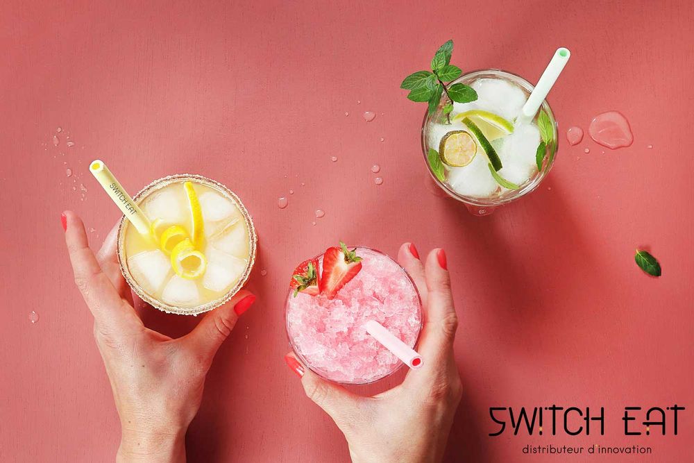 Épicerie fine - Pailles comestibles, compostables et biodégradables sérigraphiées "Joyeuses fêtes" - SWITCH EAT