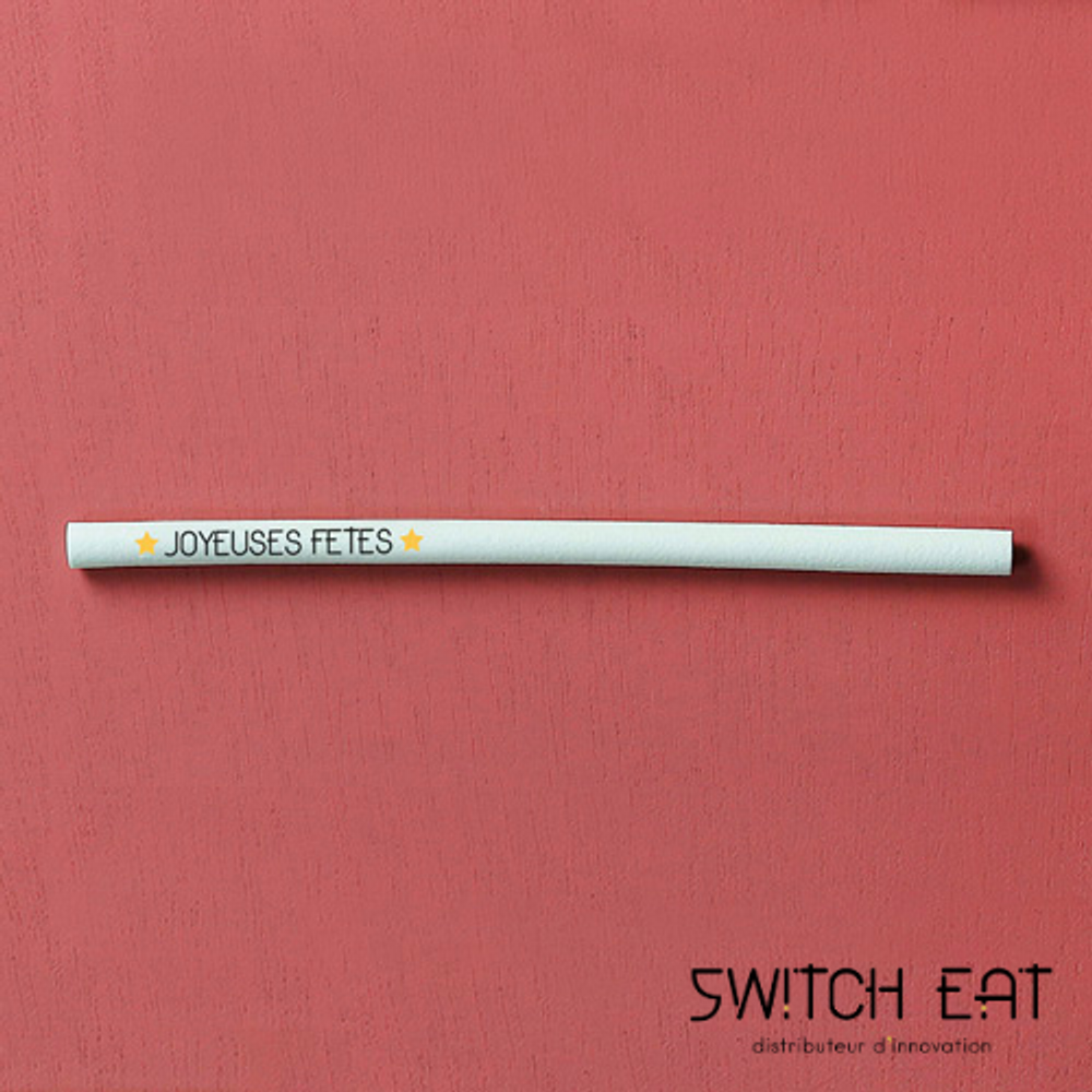 Épicerie fine - Pailles comestibles, compostables et biodégradables sérigraphiées "Joyeuses fêtes" - SWITCH EAT