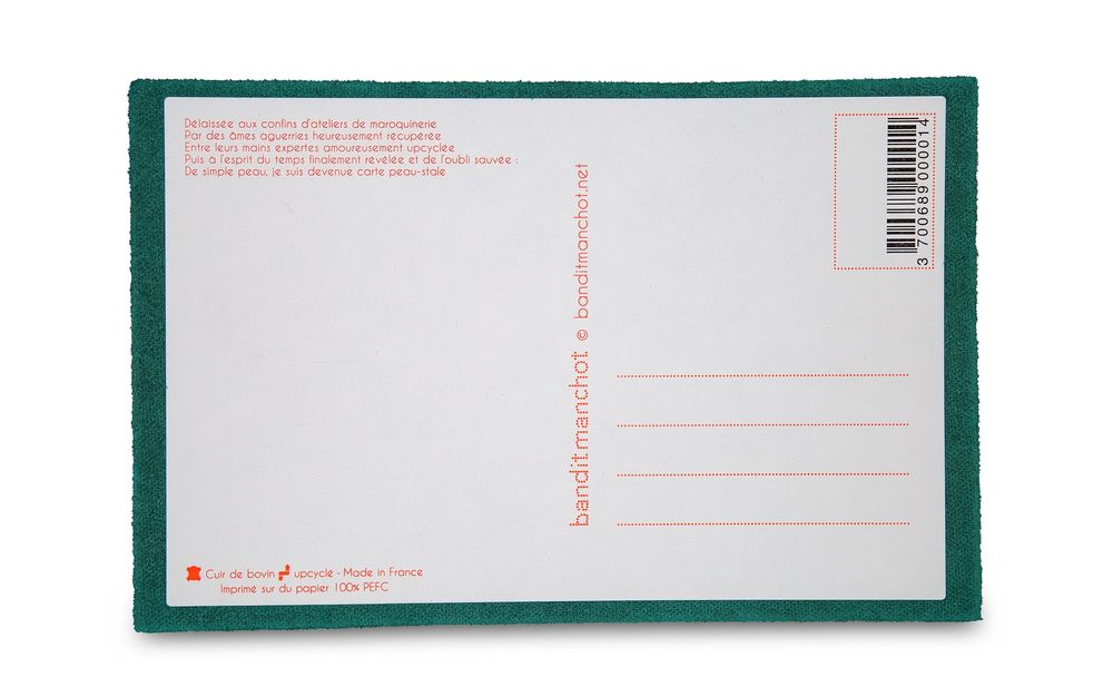 Card shop - UPCYCLED LEATHER POSTCARDS - BANDIT MANCHOT