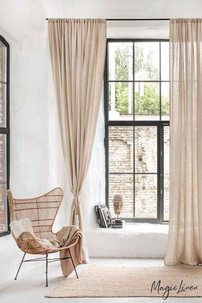 Rideaux et voilages - Panneau de rideau en lin plissé crayon en différentes couleurs - MAGICLINEN