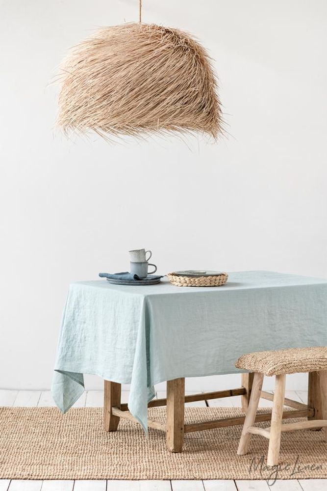 Kitchen linens - Linen tablecloth in dusty blue color - MAGICLINEN