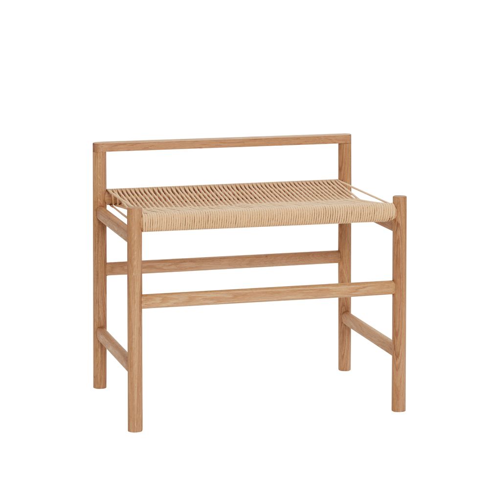 Bancs - Banc, cordon en chêne/papier, FSC®, Nature/Blanc cassé - HÜBSCH