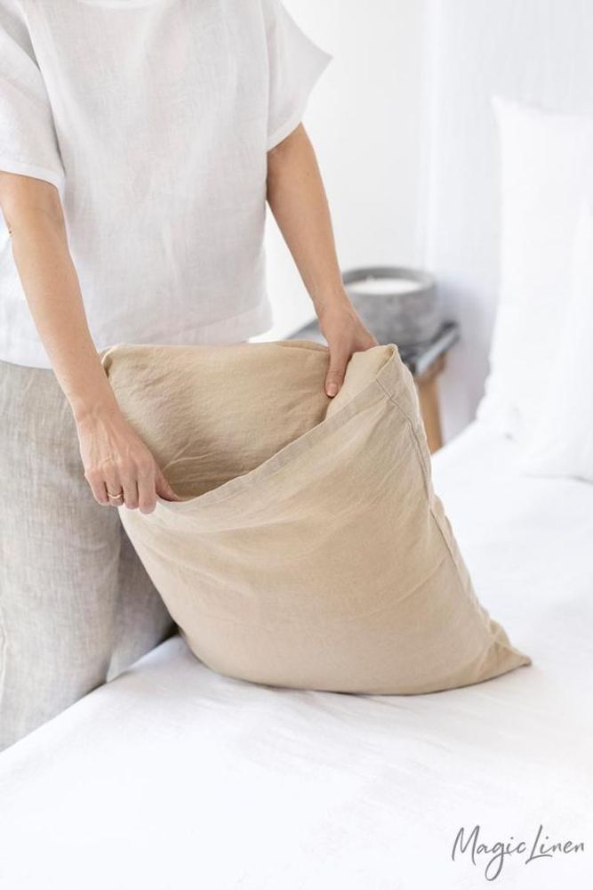 Bed linens - Linen pillow case in Natural linen color - MAGICLINEN