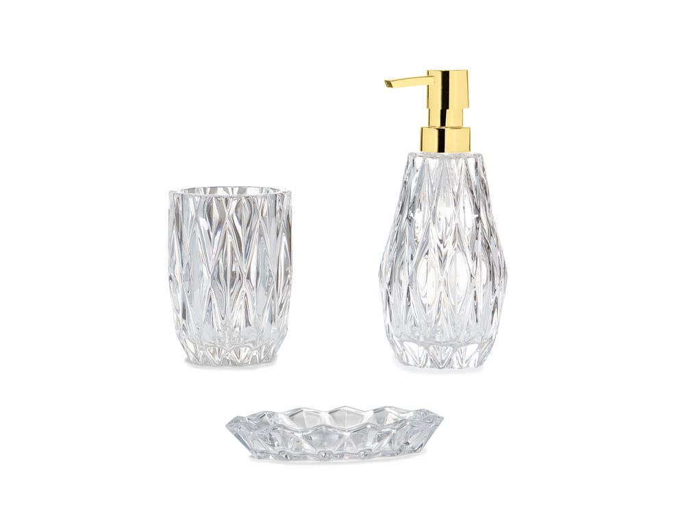 Porte-savons - losange. Porte-savon en verre et or 14,5x10x2,5 cm BA71071 - ANDREA HOUSE