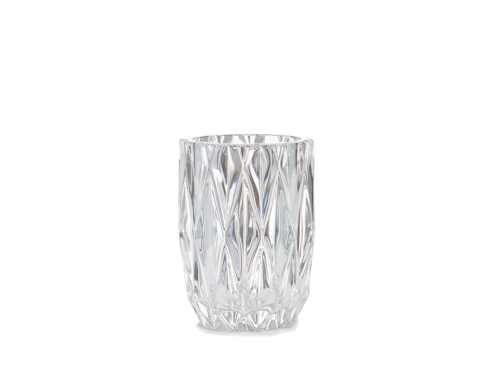 Installation accessories - Rhomb. Glass and gold Toothbrush holder Ø8.5x11 cm BA71073 - ANDREA HOUSE