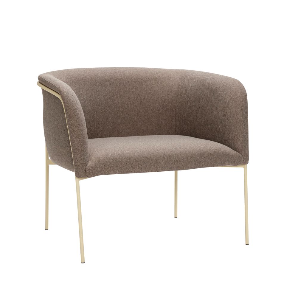 Lounge chairs - Lounge chair, polyester/metal, brown/light yellow - HÜBSCH