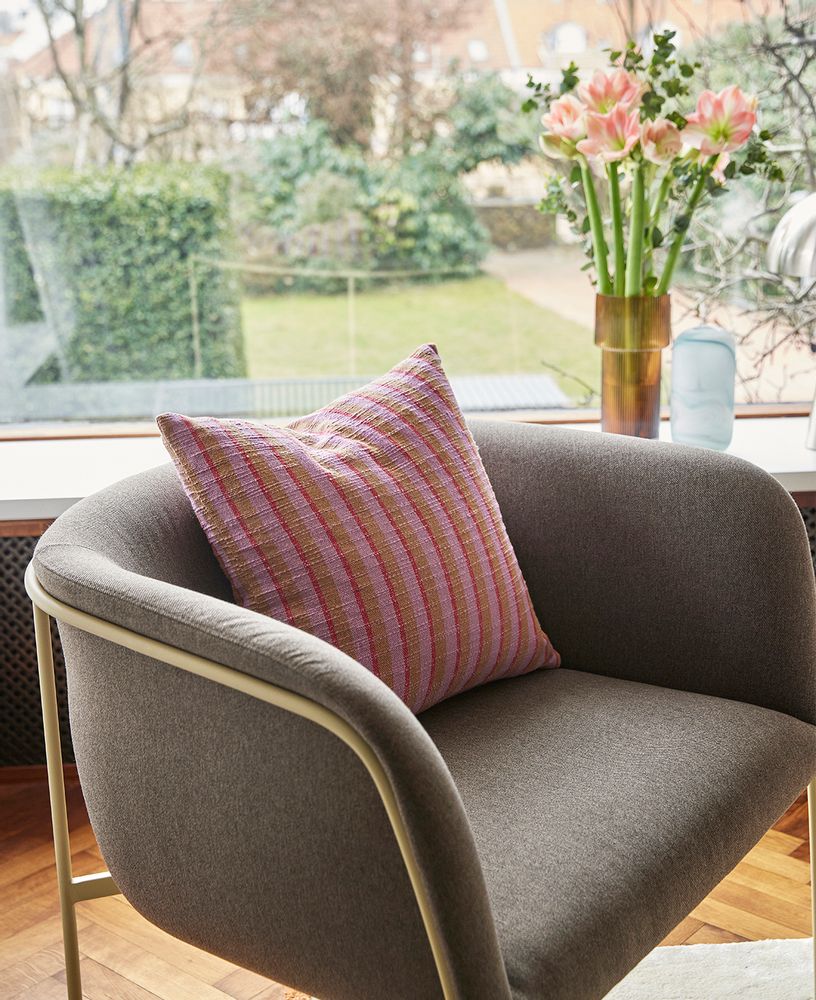 Coussins - Coussin en coton, rose/rouge/marron - HÜBSCH