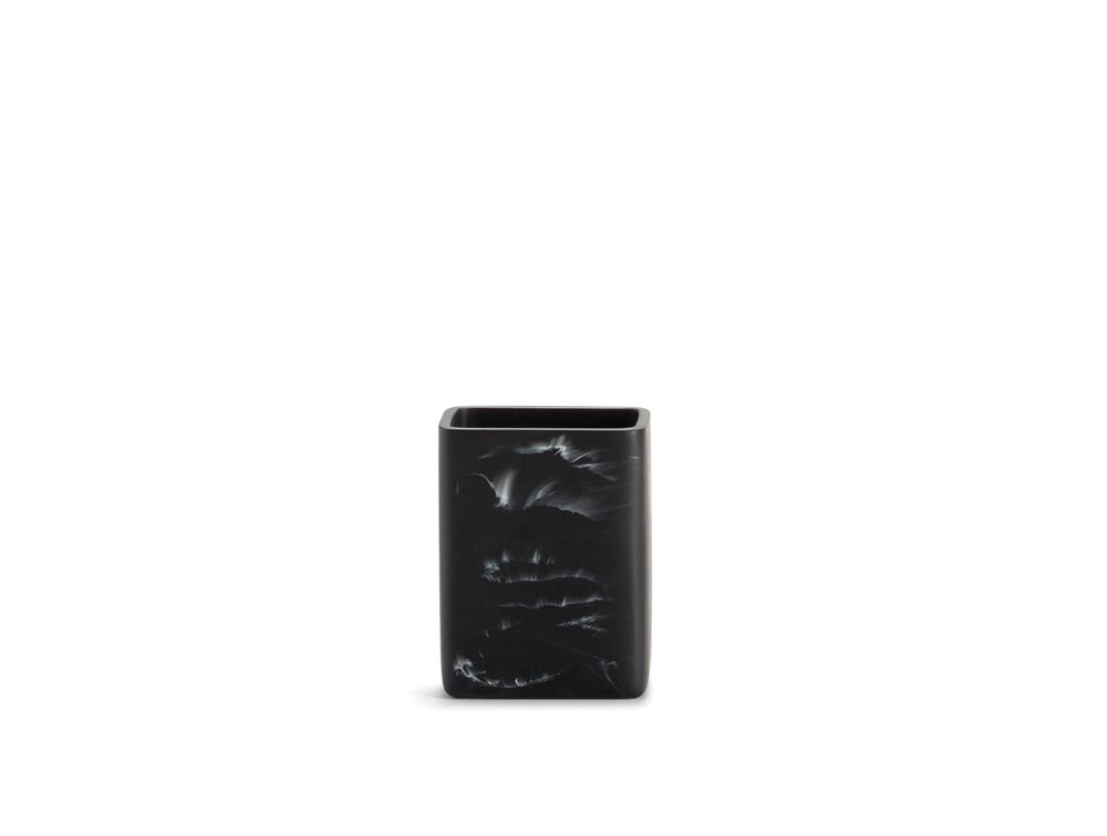 Installation accessories - Polyresin. Black marble effect  Toothbrush holder 8x6x10 cm BA71083 - ANDREA HOUSE