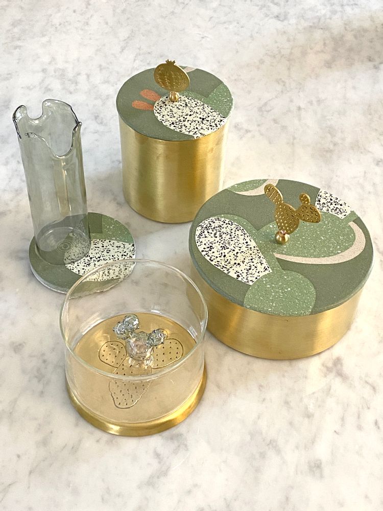 Storage boxes - Glass Box Cactus Motif - ASMA'S CRAFTS