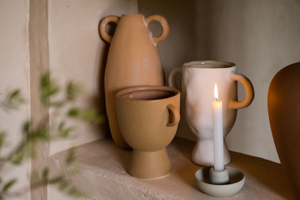 Vases - BROWN CERAMIC VASE 19.5X14X18 CM AX71190 - ANDREA HOUSE