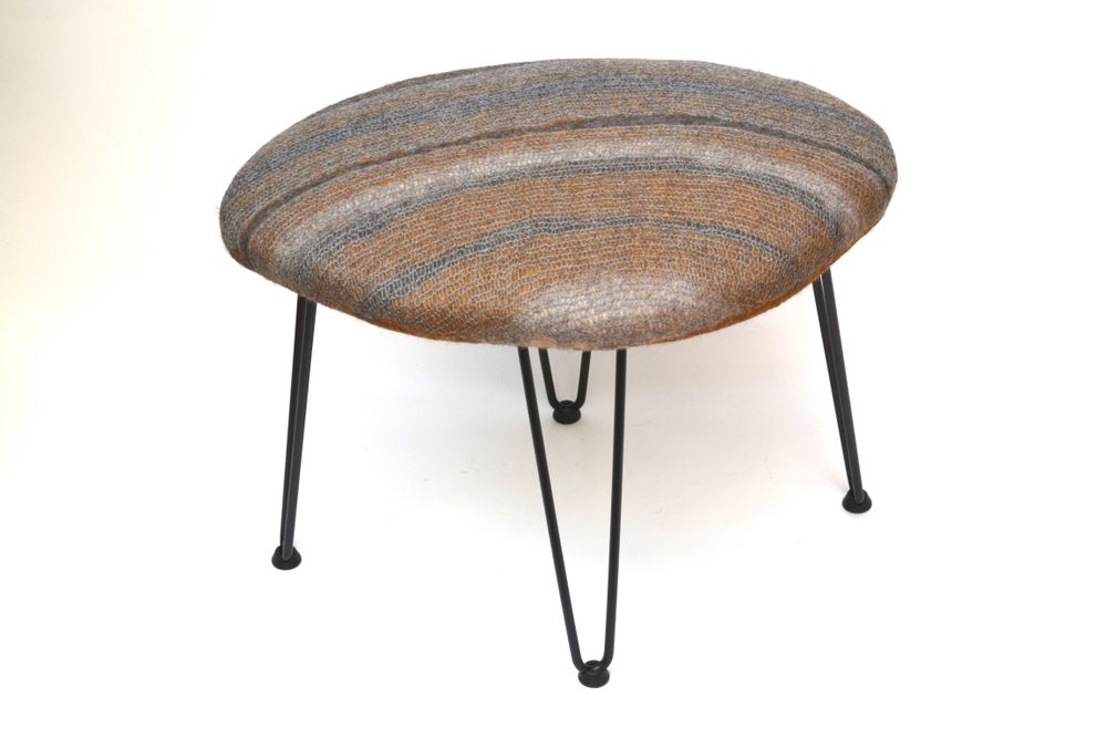 Upholstery fabrics - Handmade wool felt pebble stool - GHISLAINE GARCIN MAILLE&FEUTRE