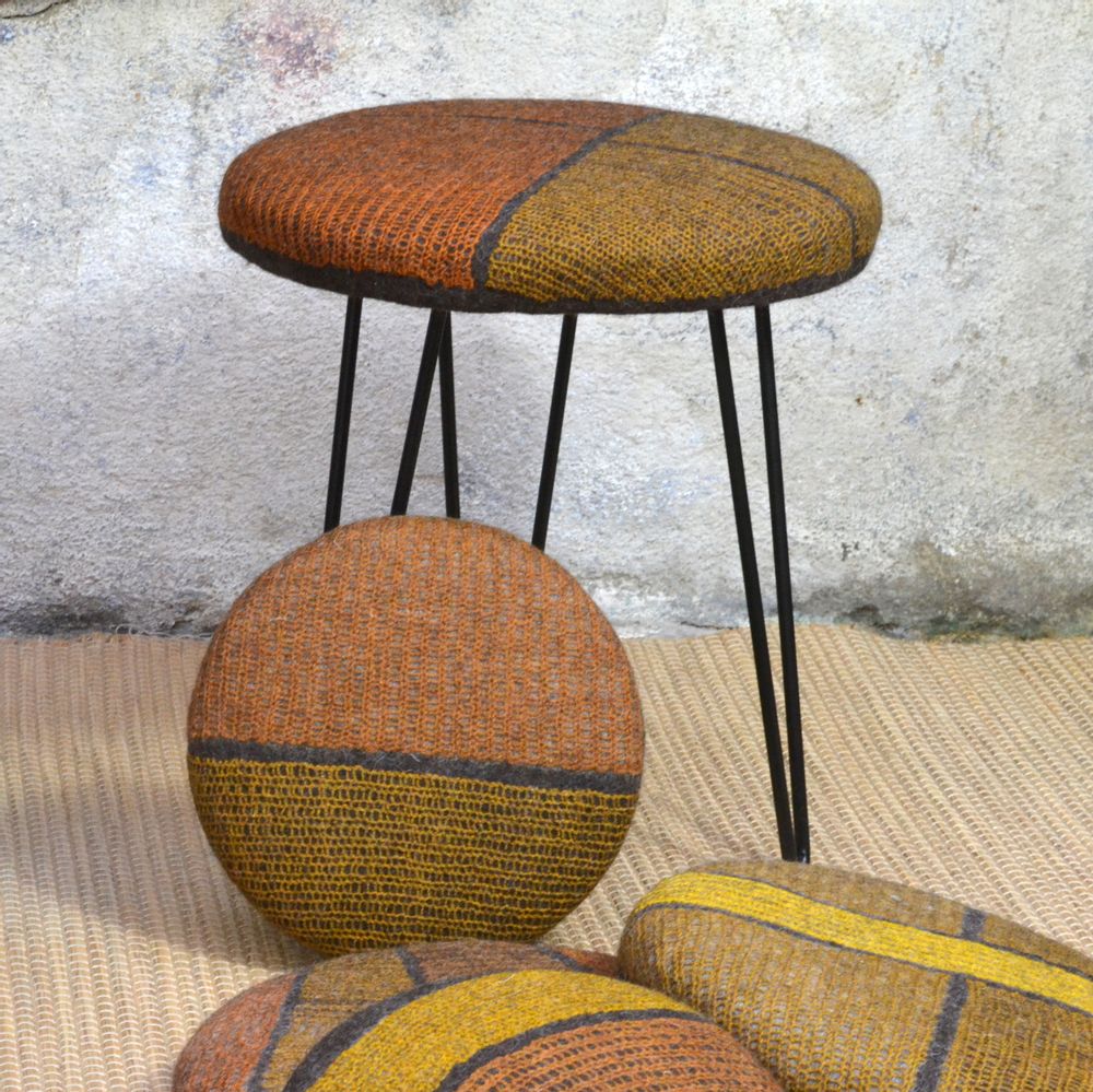 Upholstery fabrics - Handmade Wool Felt Vegetable Dye Stool - GHISLAINE GARCIN MAILLE&FEUTRE