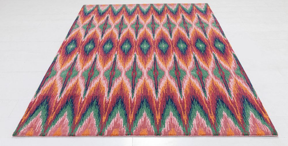 Contemporary carpets - Iris Ikat Pink, Luxurious Hand Tufted Rug - OBEETEE
