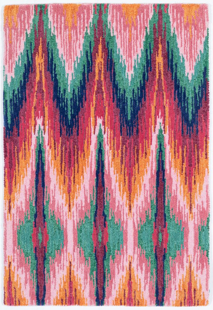 Contemporary carpets - Iris Ikat Pink, Luxurious Hand Tufted Rug - OBEETEE