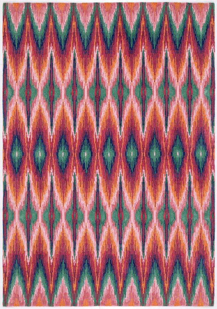 Contemporary carpets - Iris Ikat Pink, Luxurious Hand Tufted Rug - OBEETEE