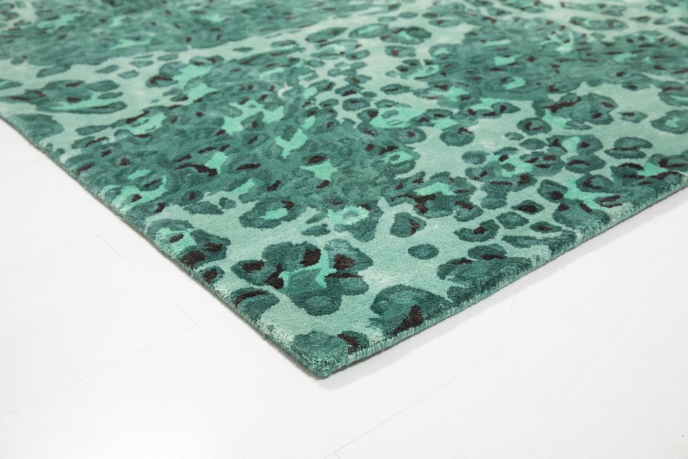 Contemporary carpets - Leopard Love Green, Luxurious Hand Tufted Rug - OBEETEE
