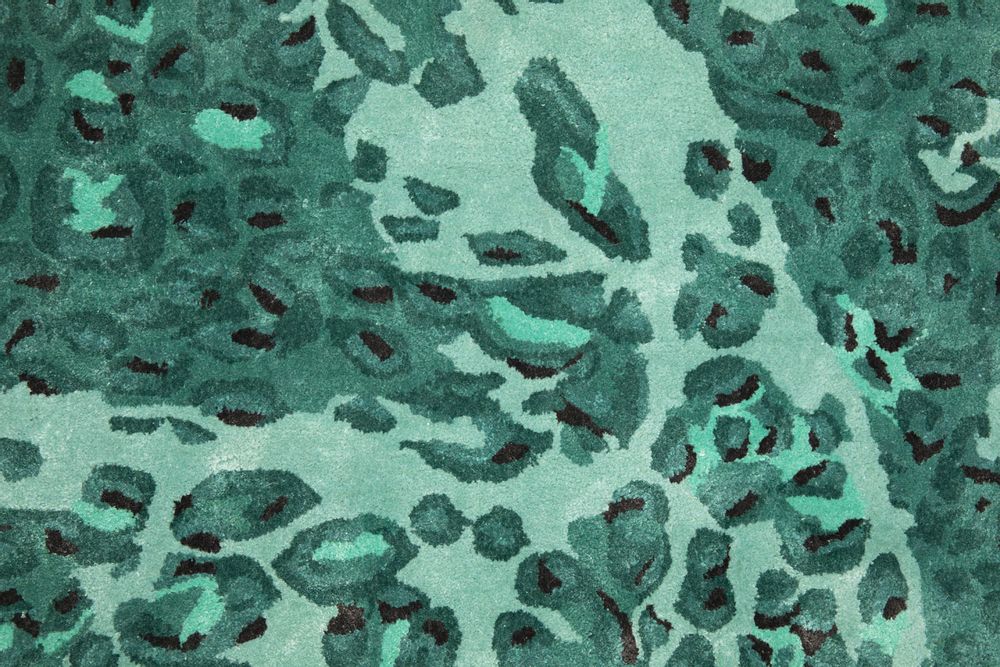 Contemporary carpets - Leopard Love Green, Luxurious Hand Tufted Rug - OBEETEE