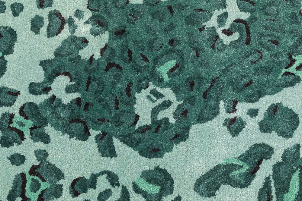 Contemporary carpets - Leopard Love Green, Luxurious Hand Tufted Rug - OBEETEE