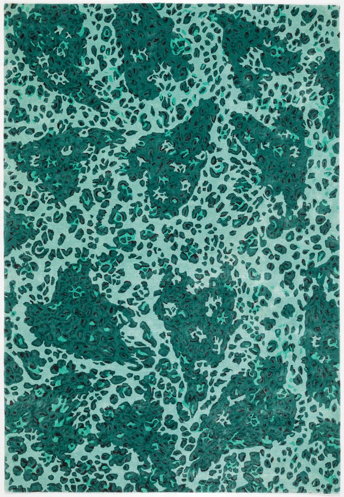 Contemporary carpets - Leopard Love Green, Luxurious Hand Tufted Rug - OBEETEE