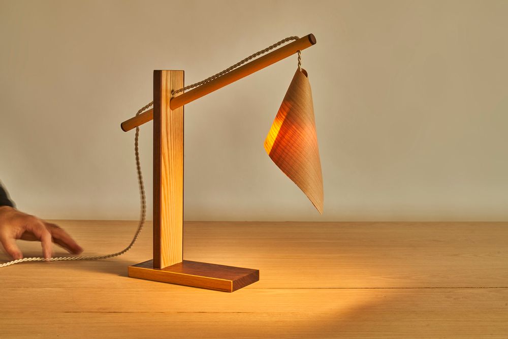 Desk lamps - DRAPE 2 wooden night lamp - VAN DEN HEEDE-FURNITURE-ART-DESIGN