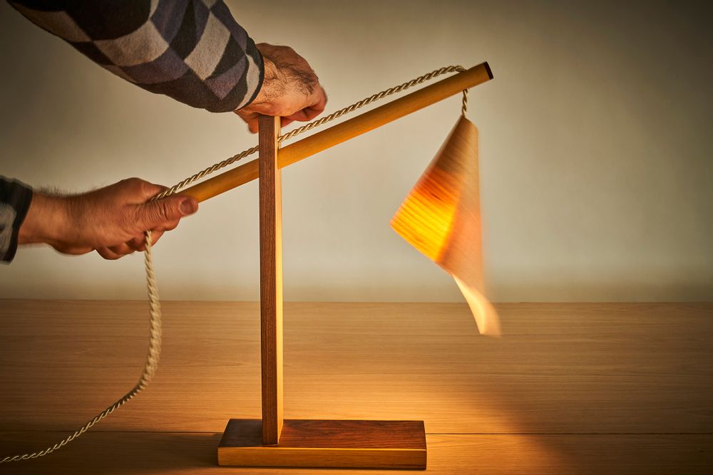 Desk lamps - DRAPE 2 wooden night lamp - VAN DEN HEEDE-FURNITURE-ART-DESIGN