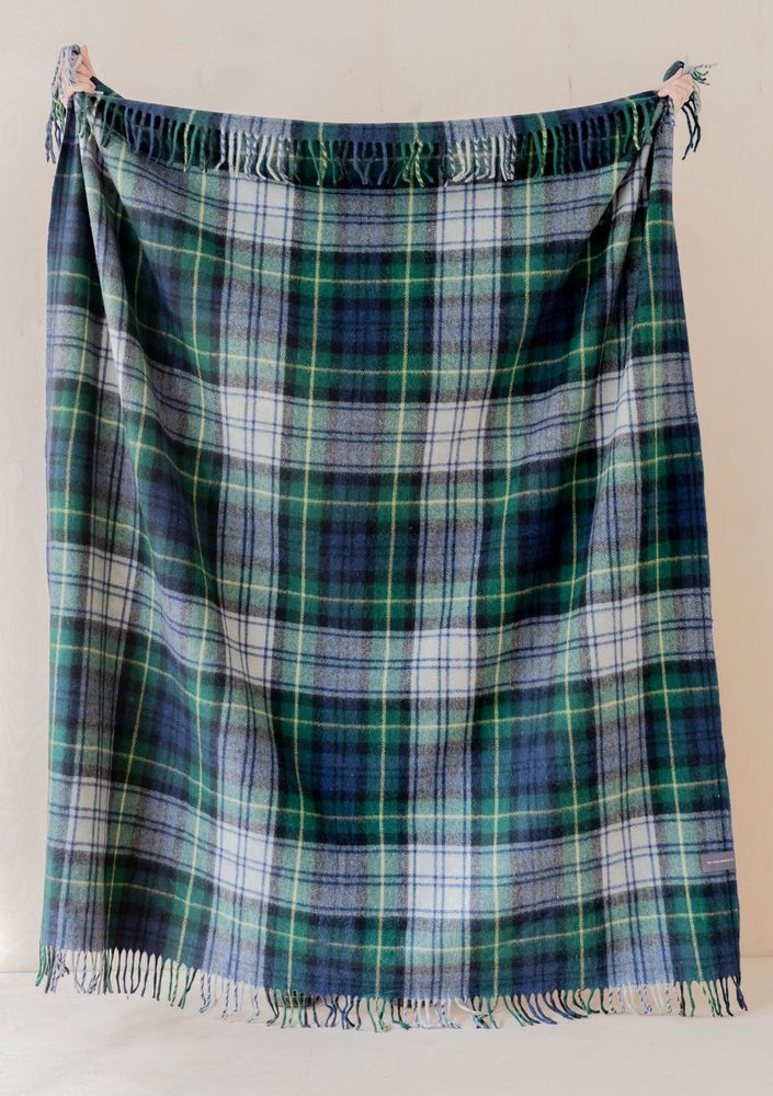 Plaids - Couverture en laine recyclée en robe Gordon Tartan - THE TARTAN BLANKET CO.