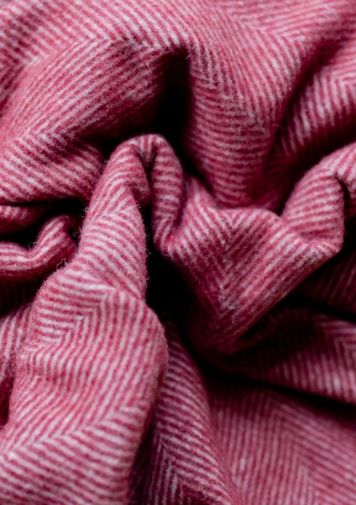 Throw blankets - Recycled Wool Blanket in Burgundy Herringbone - THE TARTAN BLANKET CO.