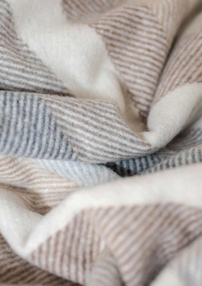 Throw blankets - Recycled Wool Blanket in Neutral Stripe Herringbone - THE TARTAN BLANKET CO.