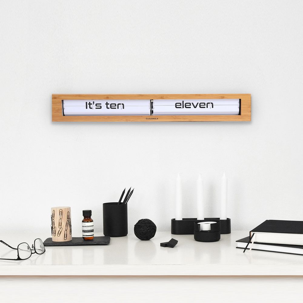 Horloges - Horloge Texttime Flip en Bambou - CLOUDNOLA