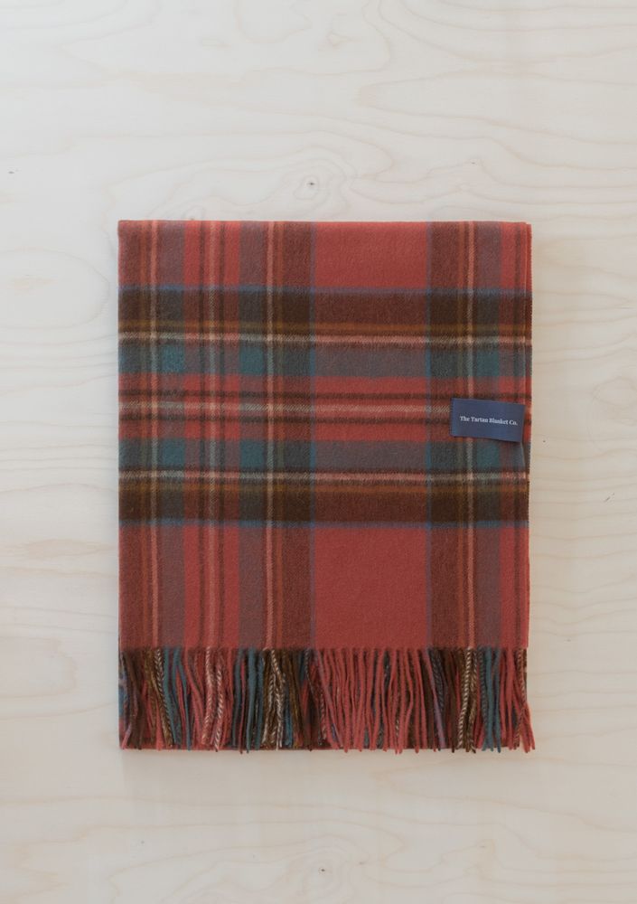 Throw blankets - Lambswool Blanket in Royal Stewart Antique Tartan - THE TARTAN BLANKET CO.