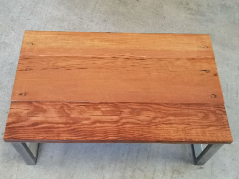 Chambres d'hôtels - Table basse de type industriel avec plateau en bois - LIVING MEDITERANEO