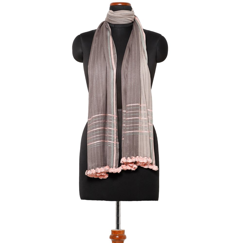 Scarves - Evergreen Mallow stole - AADYAM HANDWOVEN