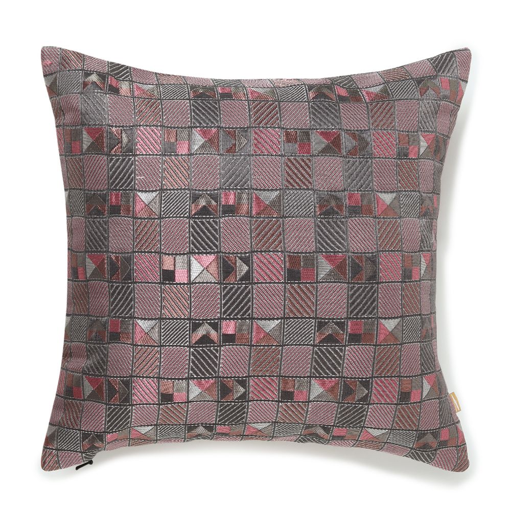 Fabric cushions - Tetris pink cushion cover - AADYAM HANDWOVEN