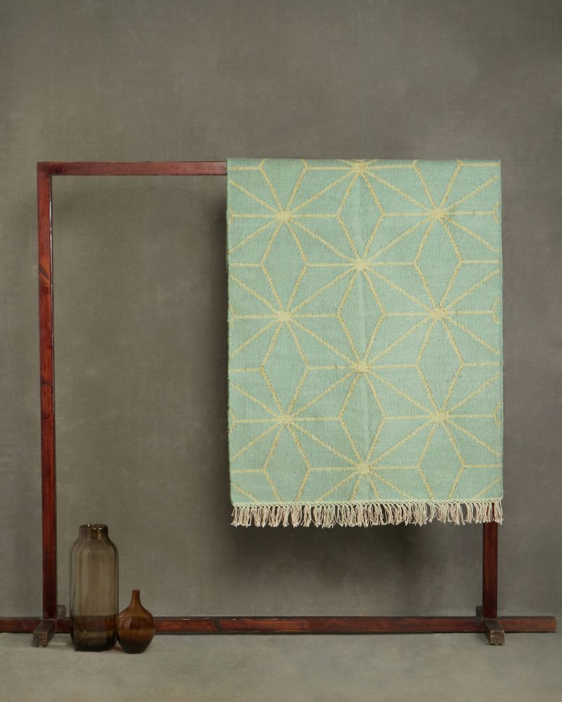 Tapis contemporains - Dhurrie Star Mint - AADYAM HANDWOVEN