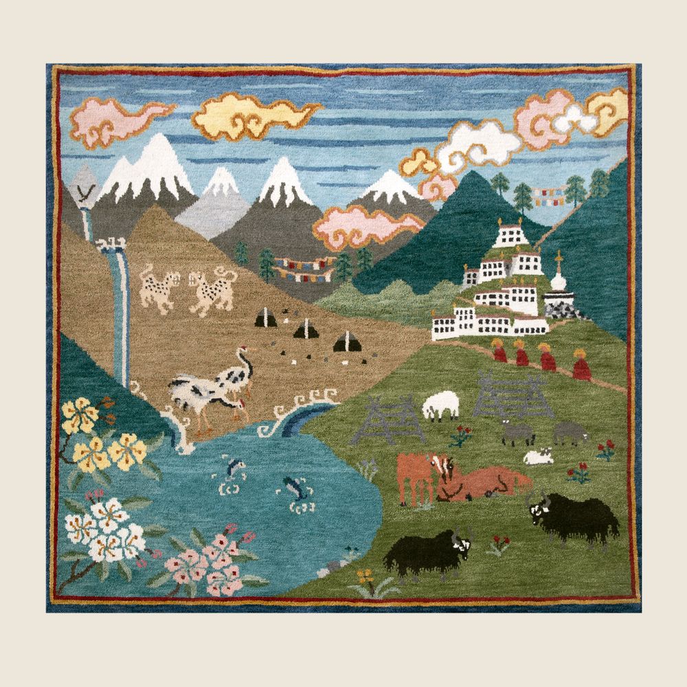 Tapis design - Tapis tibétain noué à la main - Gyalthang in Kham - OATS AND RICE