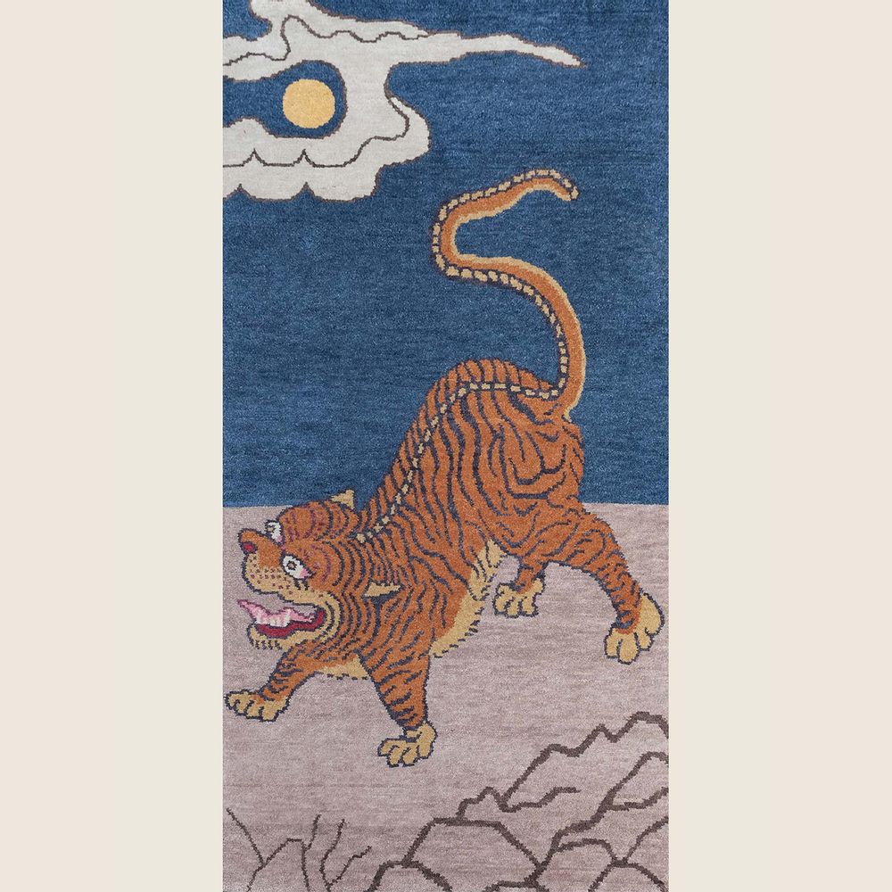 Tapis classiques - Tapis tibétain tibétain noué à la main - Tapis de tigre de bain de soleil - OATS & RICE