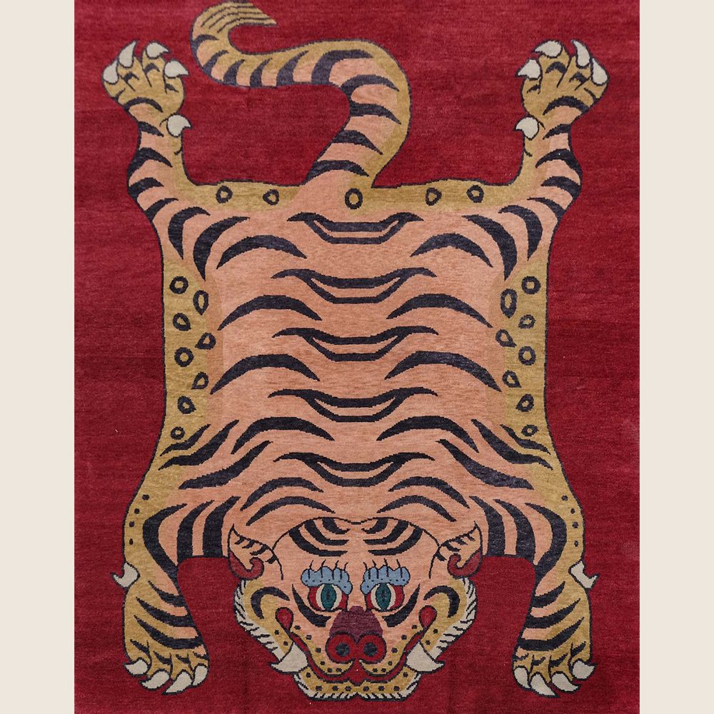 Tapis classiques - Tapis tigre tibétain noué à la main - Tapis Jumping Tiger - OATS & RICE