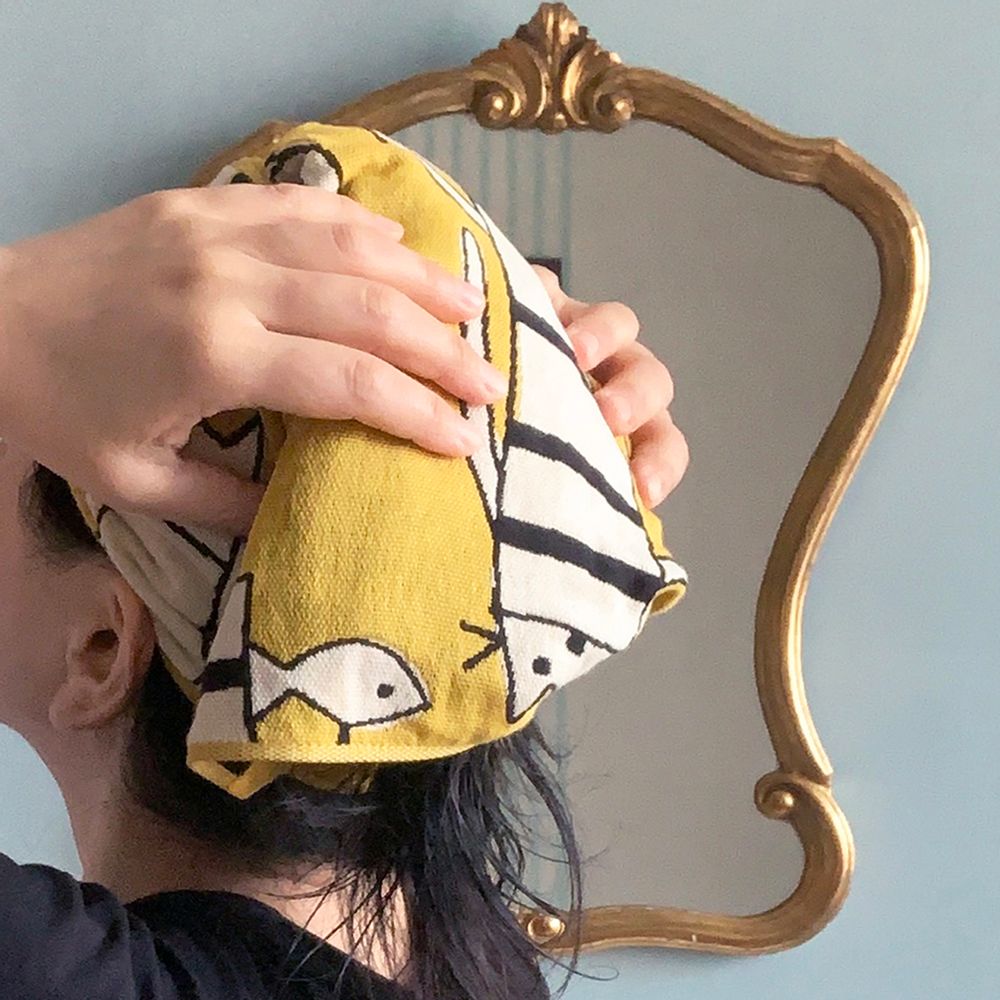 Table linen - CAT IN NY gauze towel color Y (yellow) - ATSUKO MATANO PARIS