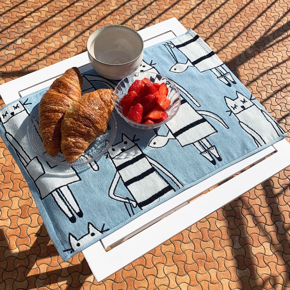Table linen - CAT IN NY gauze towel color Y (yellow) - ATSUKO MATANO PARIS