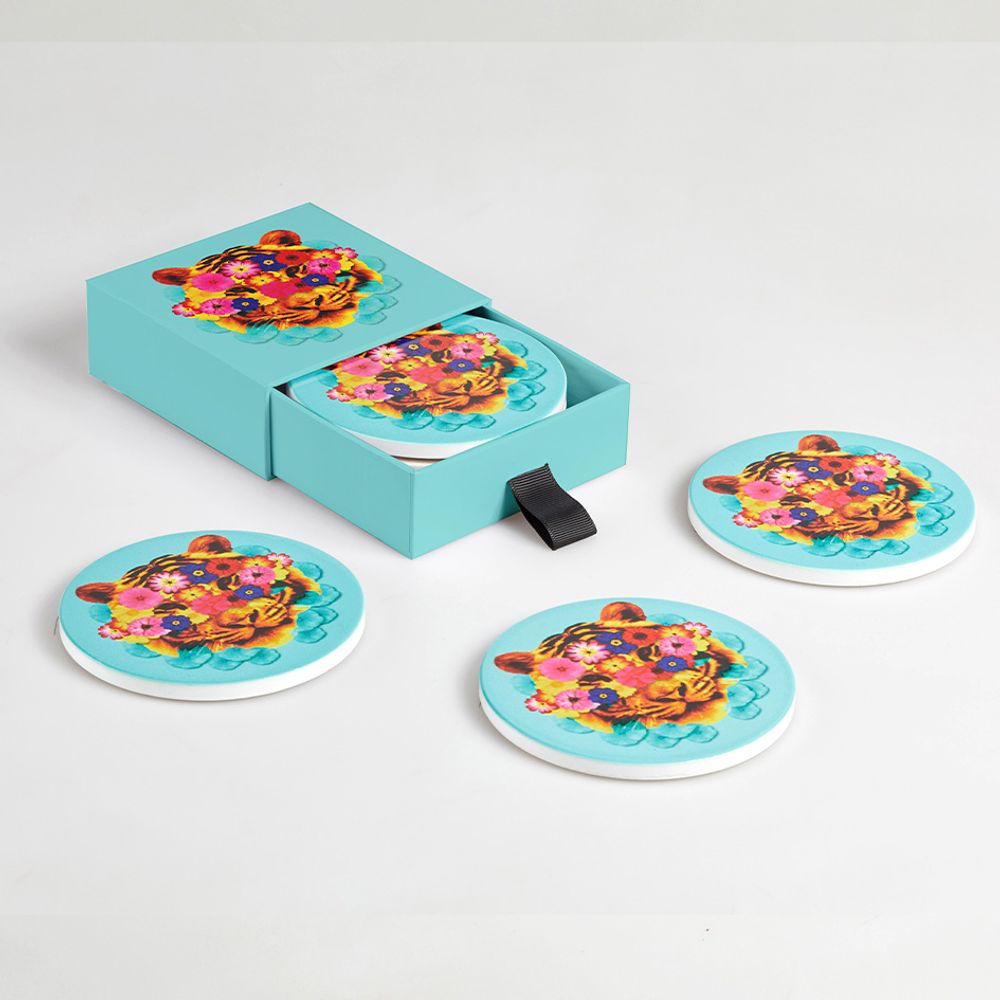 Objets de décoration - Set de 4 dessous-de-verre en céramique - GANGZAÏ DESIGN