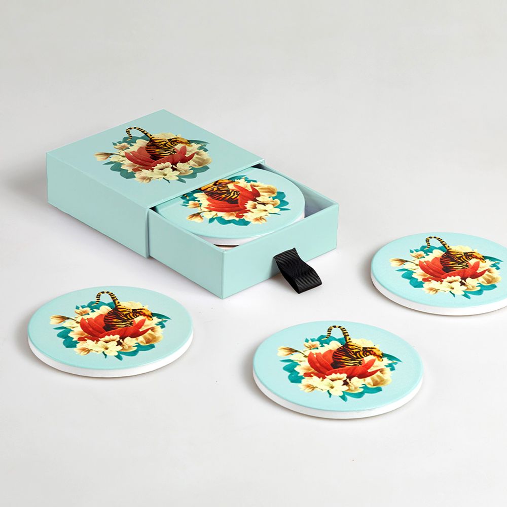 Objets de décoration - Set de 4 dessous-de-verre en céramique - GANGZAÏ DESIGN