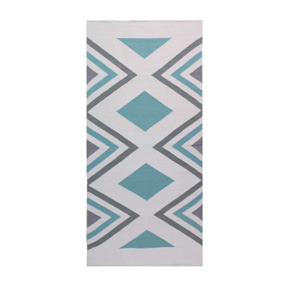 Rugs - Diamond Handwoven Interlocking Tapestry Cotton Rug - OCK POP TOK
