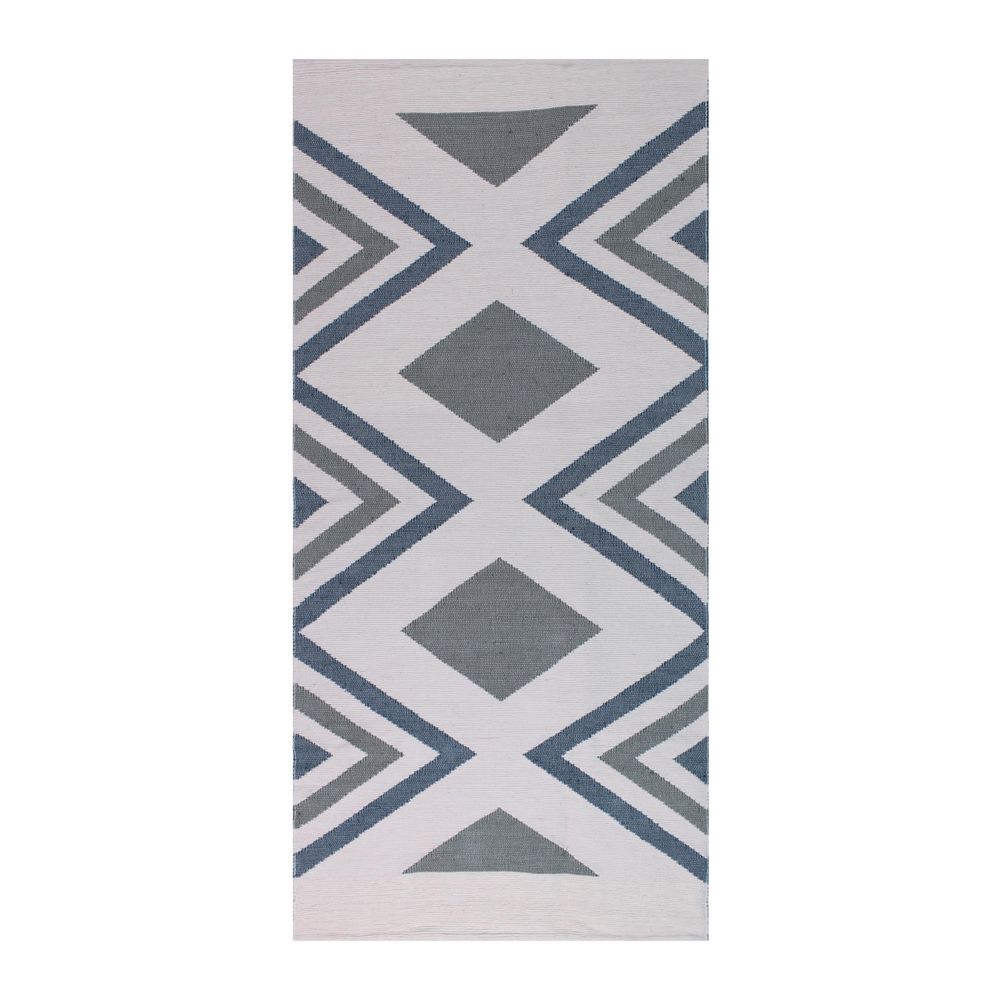 Rugs - Diamond Handwoven Interlocking Tapestry Cotton Rug - OCK POP TOK