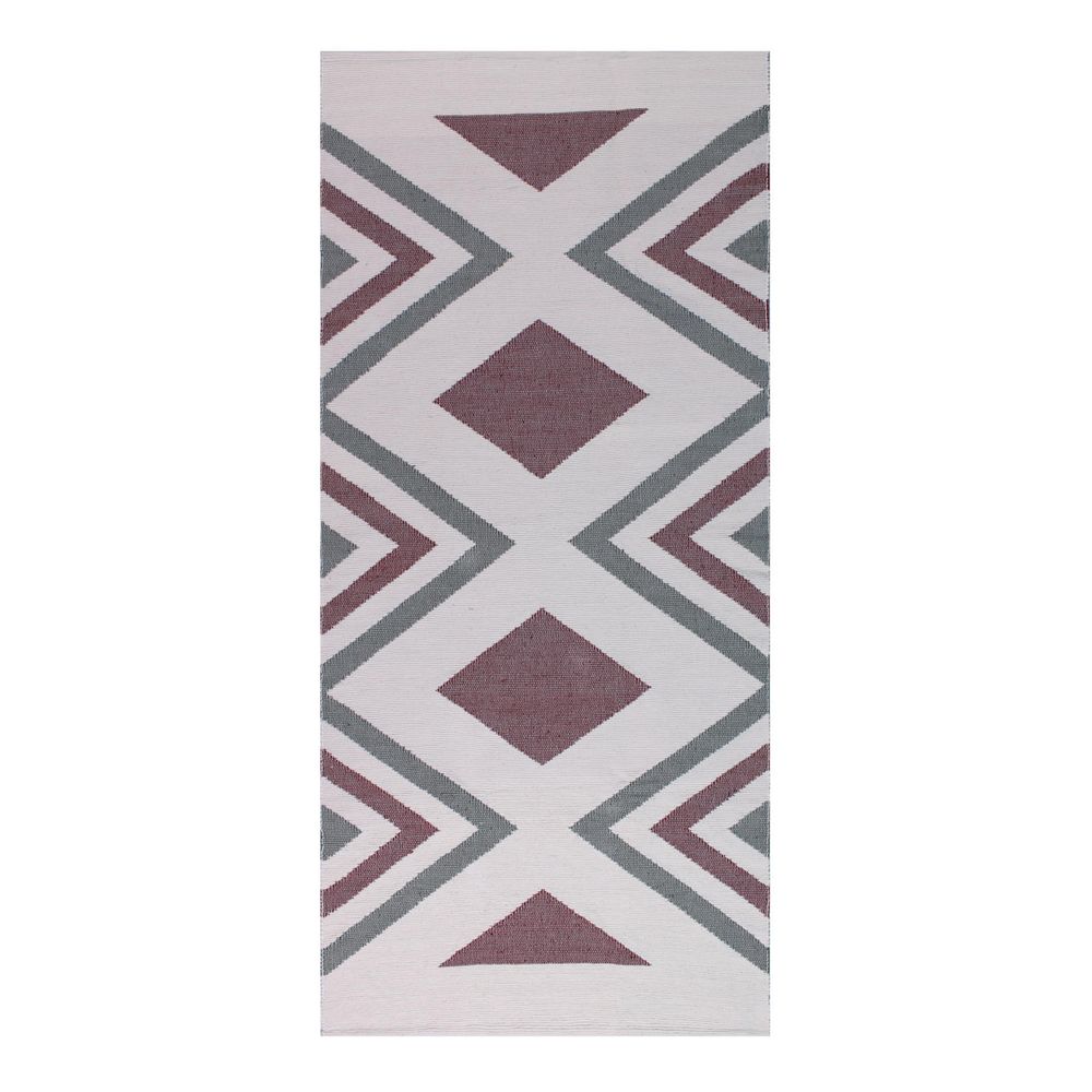 Rugs - Diamond Handwoven Interlocking Tapestry Cotton Rug - OCK POP TOK