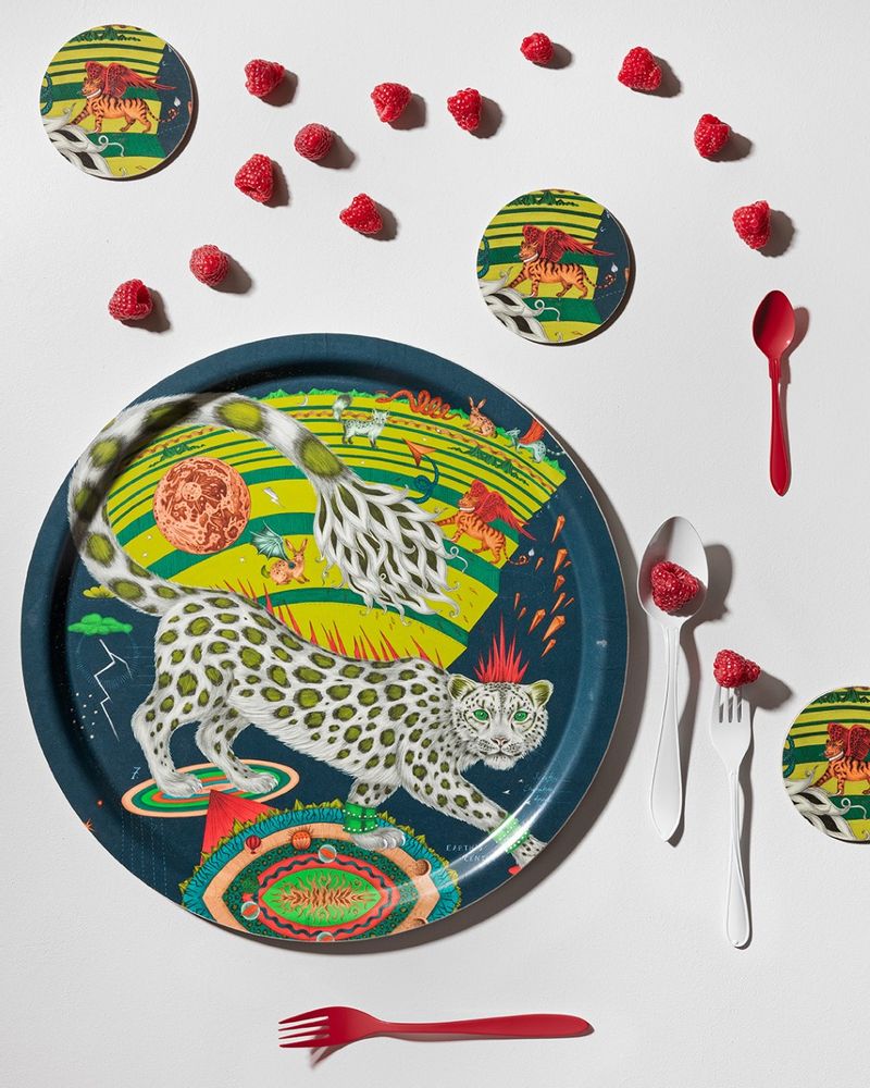 Dessous de plat - Snow Leopard/Forest - Plateau - Set de table - Sous-verre - JAMIDA OF SWEDEN
